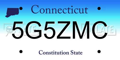 5G5ZMC Connecticut License Plate