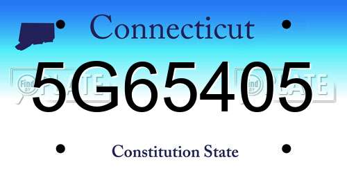 5G65405 Connecticut License Plate
