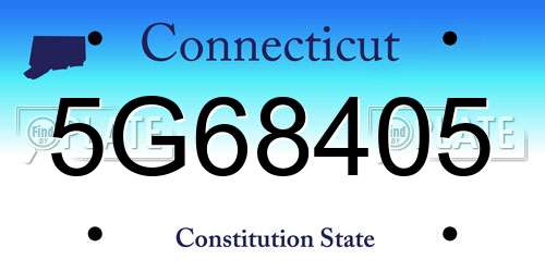 5G68405 Connecticut License Plate