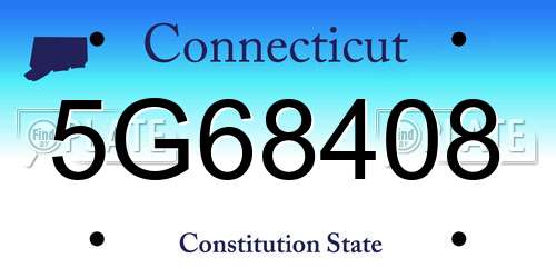5G68408 Connecticut License Plate