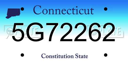 5G72262 Connecticut License Plate