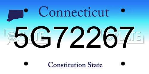 5G72267 Connecticut License Plate