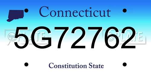 5G72762 Connecticut License Plate