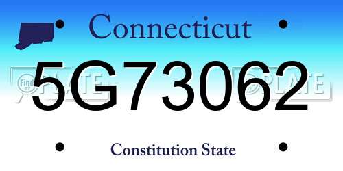 5G73062 Connecticut License Plate