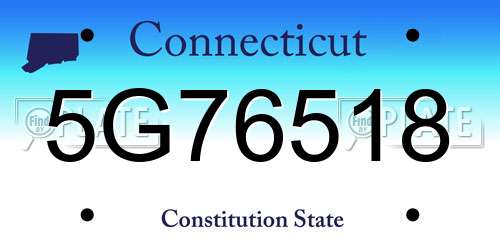 5G76518 Connecticut License Plate