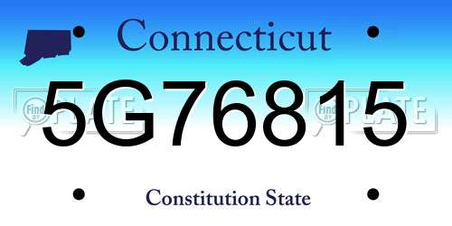 5G76815 Connecticut License Plate