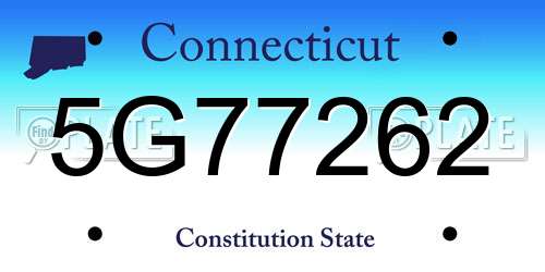 5G77262 Connecticut License Plate