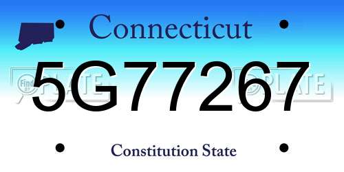 5G77267 Connecticut License Plate