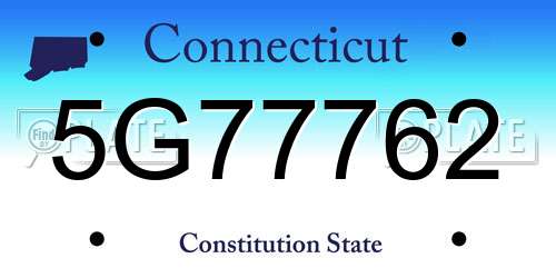 5G77762 Connecticut License Plate