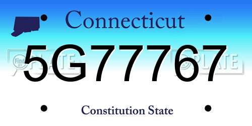 5G77767 Connecticut License Plate