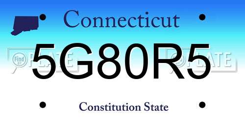 5G80R5 Connecticut License Plate