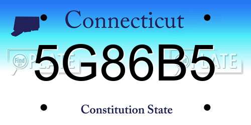 5G86B5 Connecticut License Plate