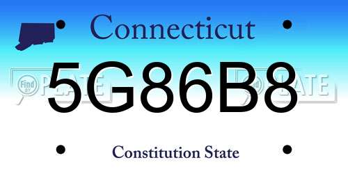 5G86B8 Connecticut License Plate