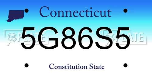 5G86S5 Connecticut License Plate