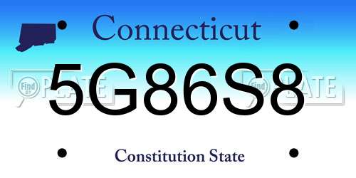 5G86S8 Connecticut License Plate