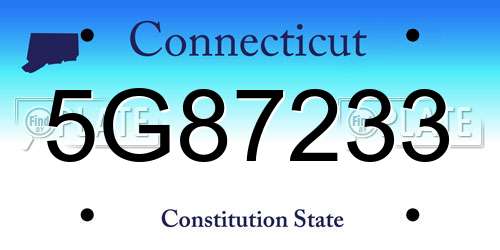 5G87233 Connecticut License Plate