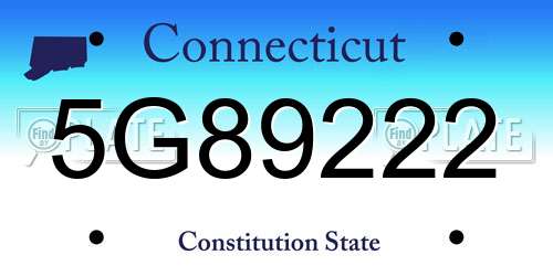 5G89222 Connecticut License Plate