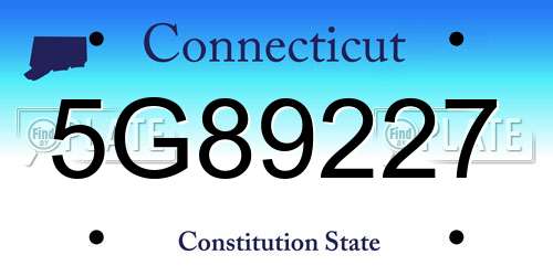 5G89227 Connecticut License Plate