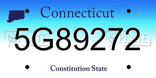 5G89272 Connecticut License Plate