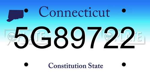 5G89722 Connecticut License Plate