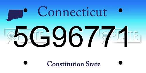 5G96771 Connecticut License Plate