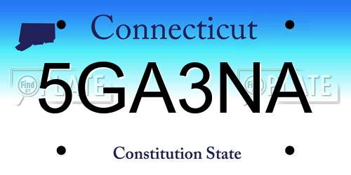 5GA3NA Connecticut License Plate