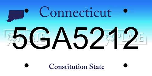 5GA5212 Connecticut License Plate