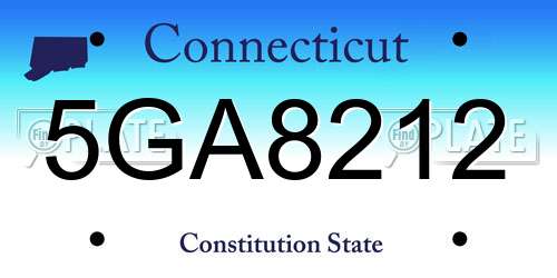 5GA8212 Connecticut License Plate