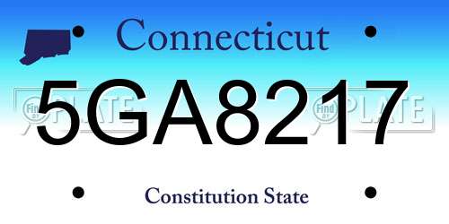 5GA8217 Connecticut License Plate
