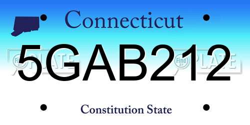 5GAB212 Connecticut License Plate