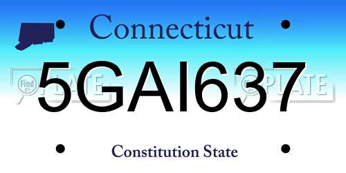 5GAI637 Connecticut License Plate