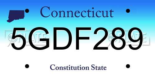 5GDF289 Connecticut License Plate