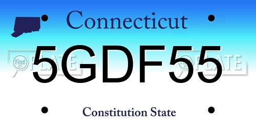 5GDF55 Connecticut License Plate
