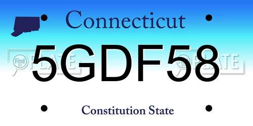 5GDF58 Connecticut License Plate