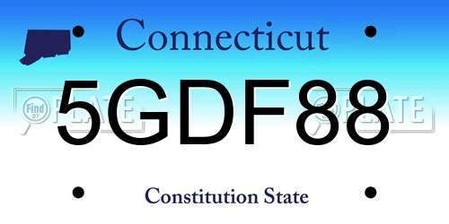 5GDF88 Connecticut License Plate