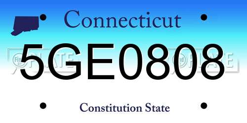 5GE0808 Connecticut License Plate