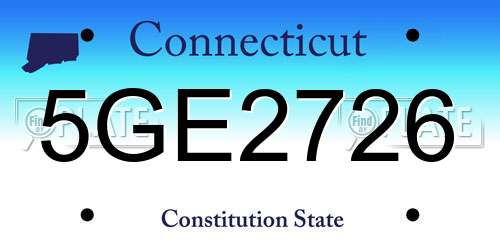 5GE2726 Connecticut License Plate