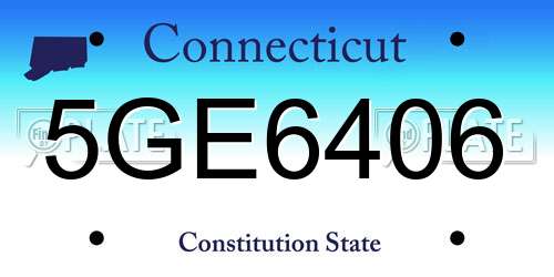 5GE6406 Connecticut License Plate