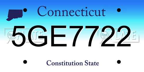 5GE7722 Connecticut License Plate