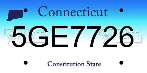 5GE7726 Connecticut License Plate