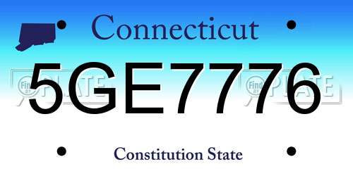 5GE7776 Connecticut License Plate
