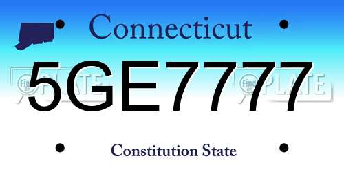 5GE7777 Connecticut License Plate