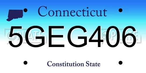5GEG406 Connecticut License Plate