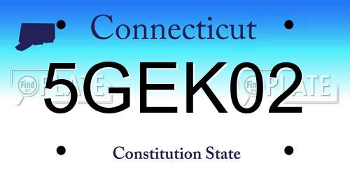5GEK02 Connecticut License Plate