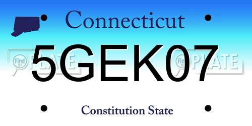 5GEK07 Connecticut License Plate