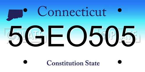 5GEO505 Connecticut License Plate
