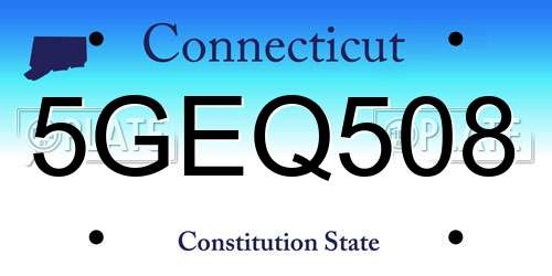 5GEQ508 Connecticut License Plate