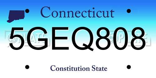 5GEQ808 Connecticut License Plate