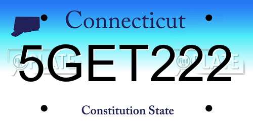 5GET222 Connecticut License Plate