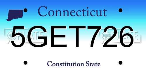 5GET726 Connecticut License Plate